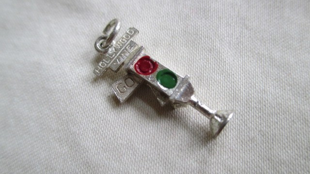 Vtg Sterling Charm Enamel Street Sign HOLLYWOOD AND VINE Paddles Stop/Go Yes/No