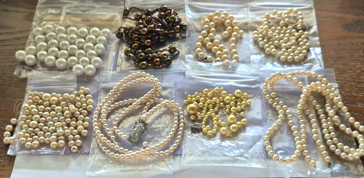Vintage Jewelry LOT of 8 pearl bead necklaces Repair repurpose restring