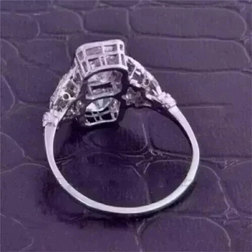 Art Deco Style 4.75Ct Lab Created Diamond Statement 925 Silver Engagement Ring