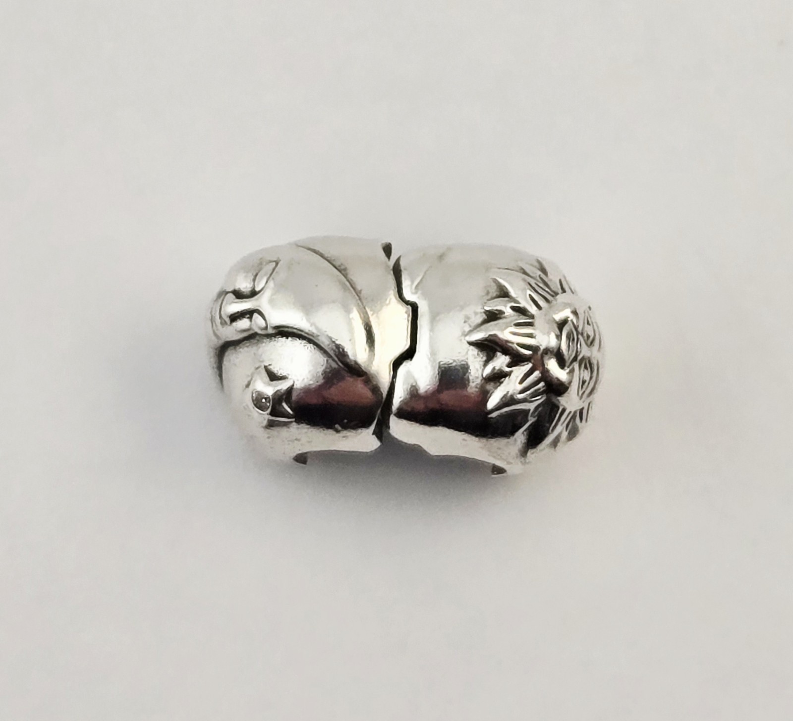 Authentic Pandora Sterling Silver Sun Moon Star Clasp Charm Bead ALE S925 3.0g