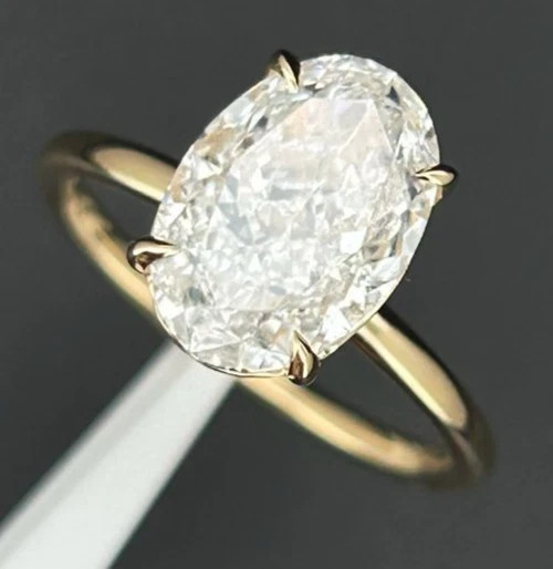 3.00CT Oval Cut White Moissanite Women’s Party Ring In Pure 10K Yellow Gold FN