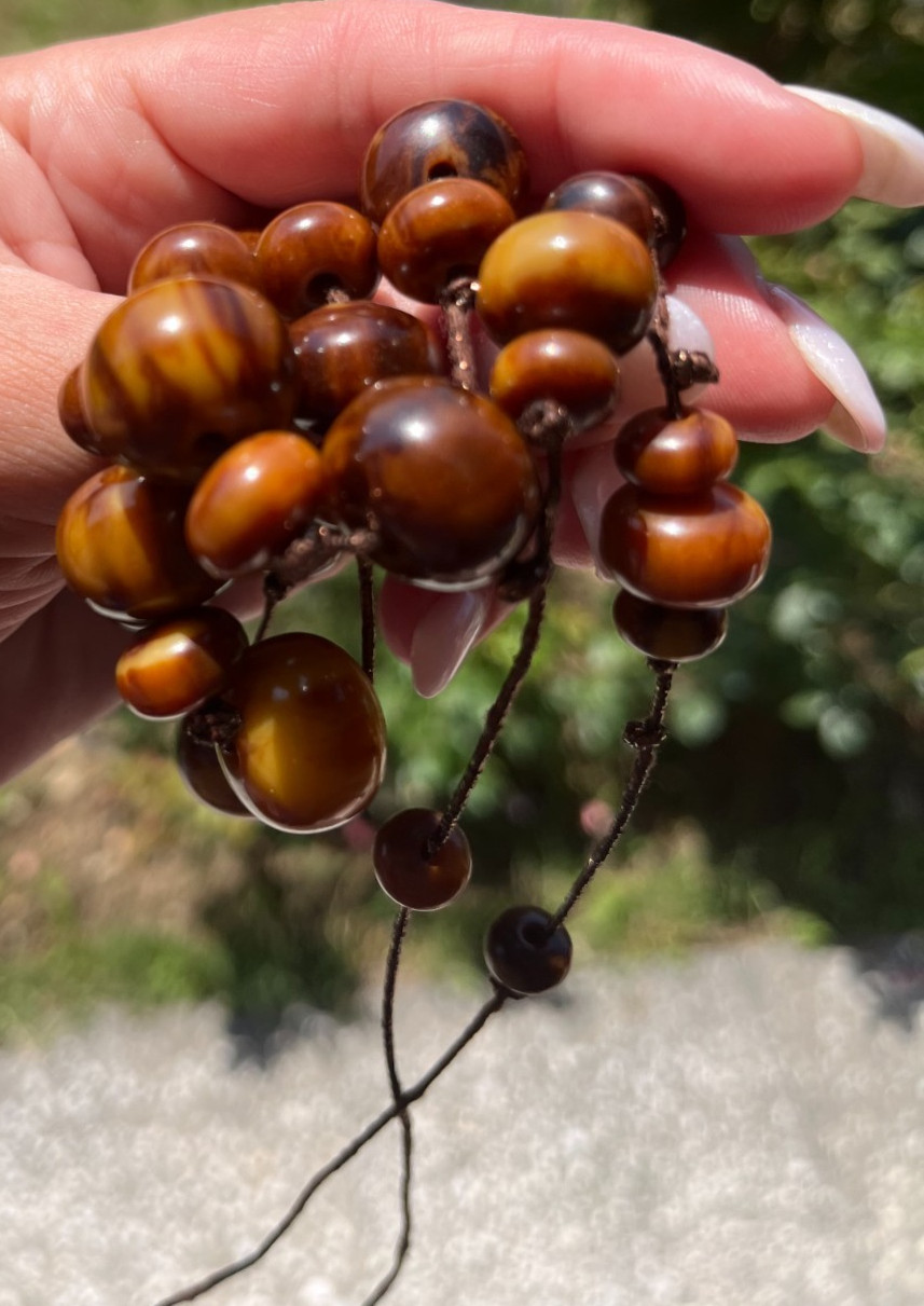 Vintage Butterscotch Egg Yolk Amber Bakelite Tortoise Shell Imitation Bead Neckl