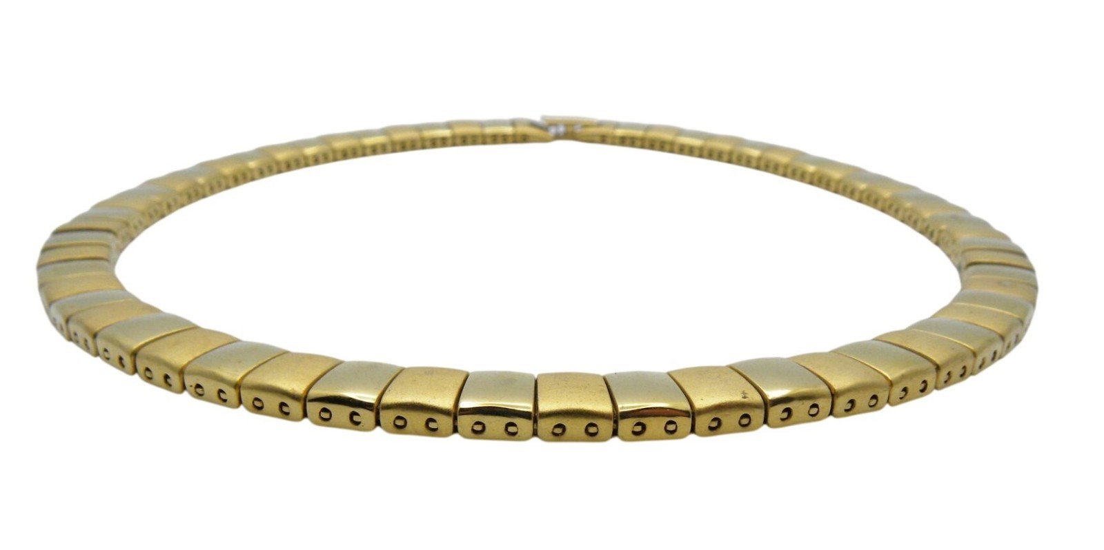 Vintage Gold-Tone Square Link Collar Necklace With Fold-Over Clasp Chunky