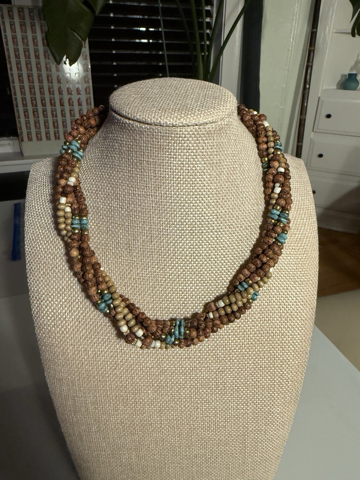 Vintage Napier Beaded Choker Necklace Bead Twist Costume Designer Jewelry
