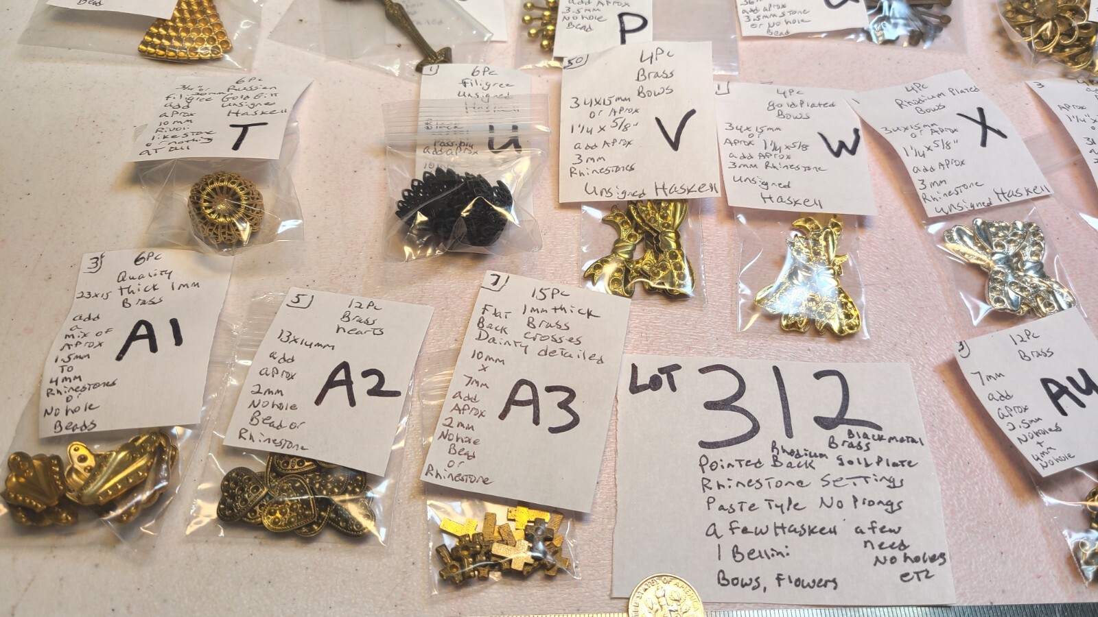 Lot 312 Round Brass Rhinestone settings Crafts Design Repair Miriam Haskell More