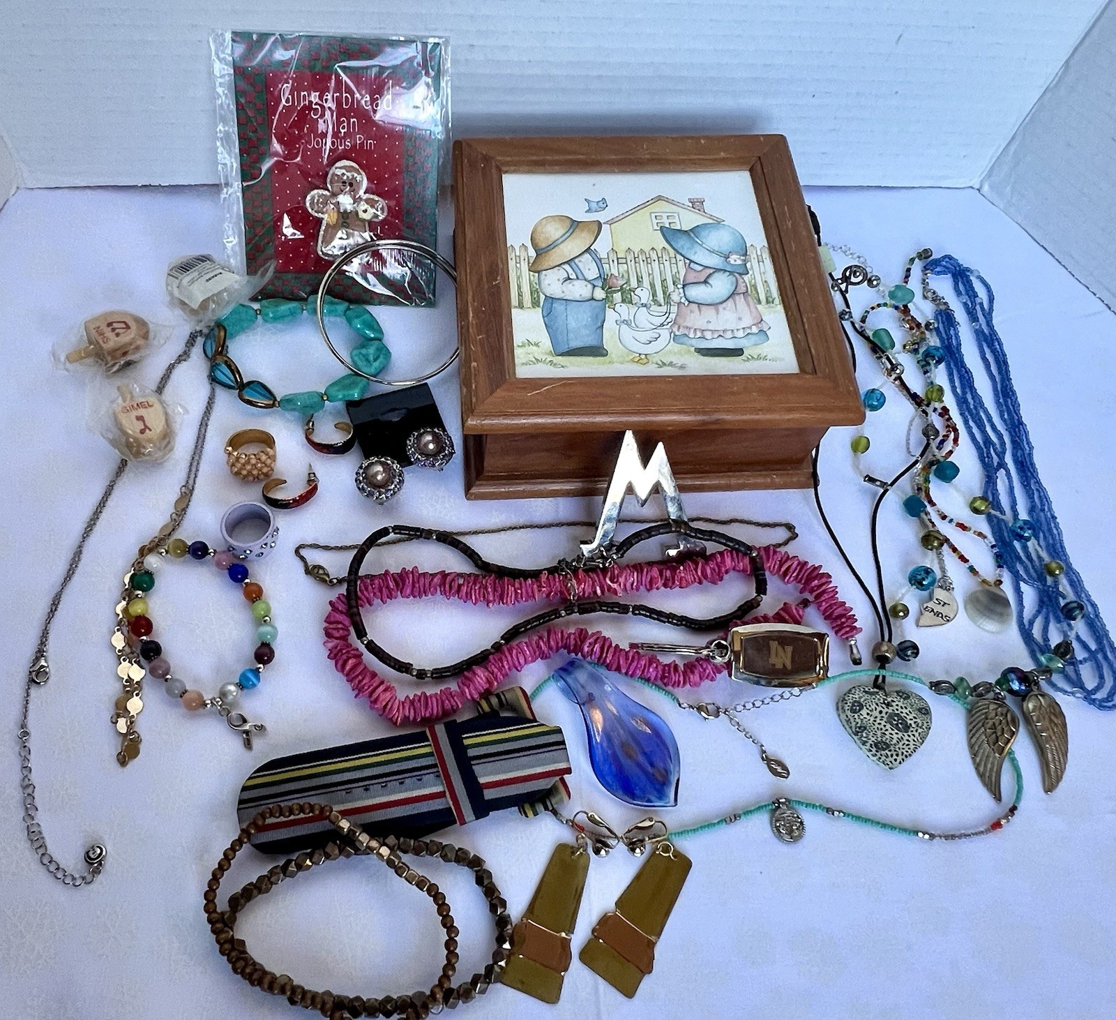 Jewelry Box With Jewelry Lot 1lb 8oz Vtg Ceramic Wood Box Jewelry & More!