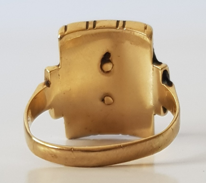 Antique Vintage Solid 14K Gold Hematite? Monogram Signet Ring For Repair 10.9gms