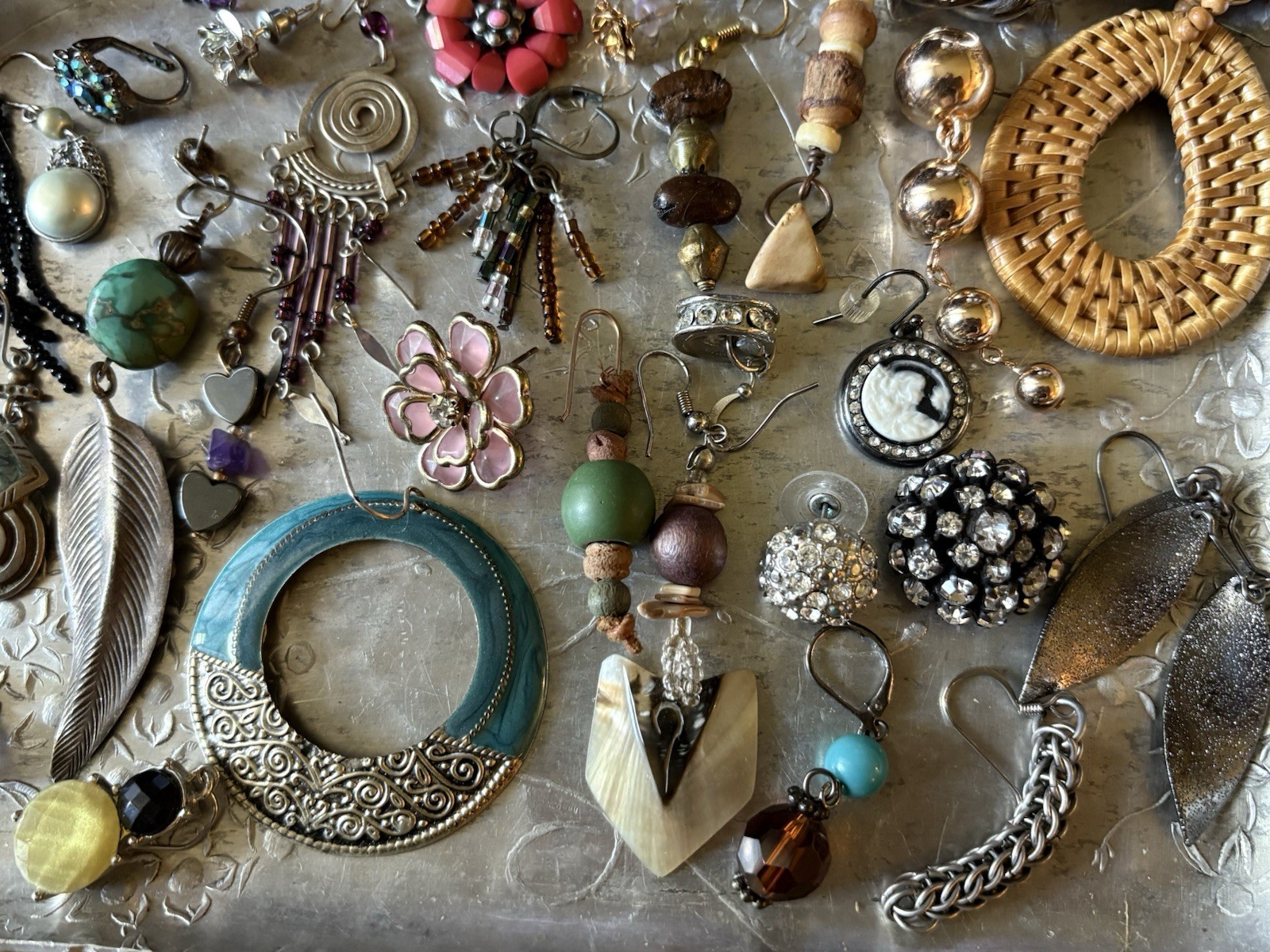 VTG to Now Single Earring Lot Craft Repurpose Pierce Clip Rhinestones #2
