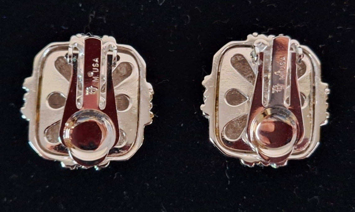Vintage TJ CZ Clip-on Earrings Silver & Gold Tone 1980s High End Any Occasion