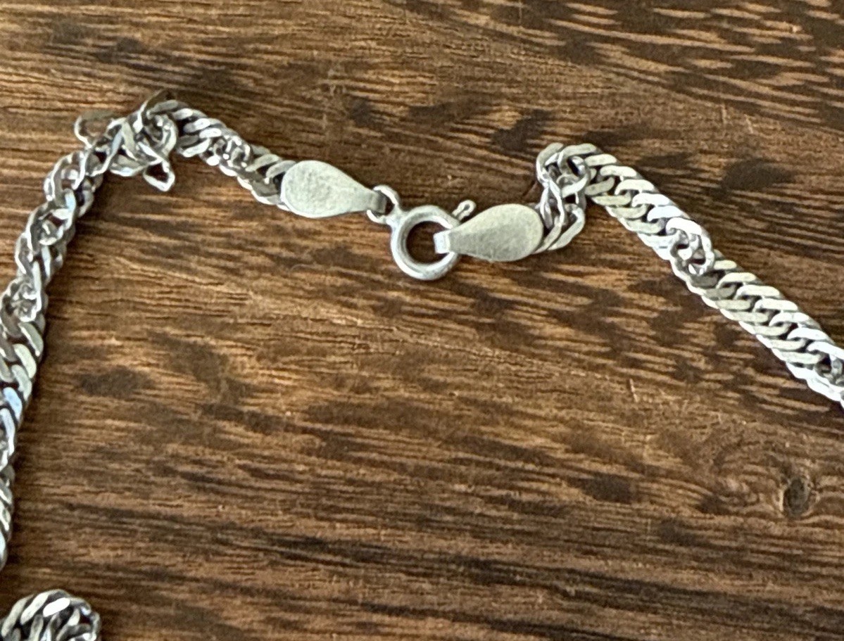 Vintage Twisted Chain Necklace Sterling Silver 925 Chain 16” Long 4mm Width