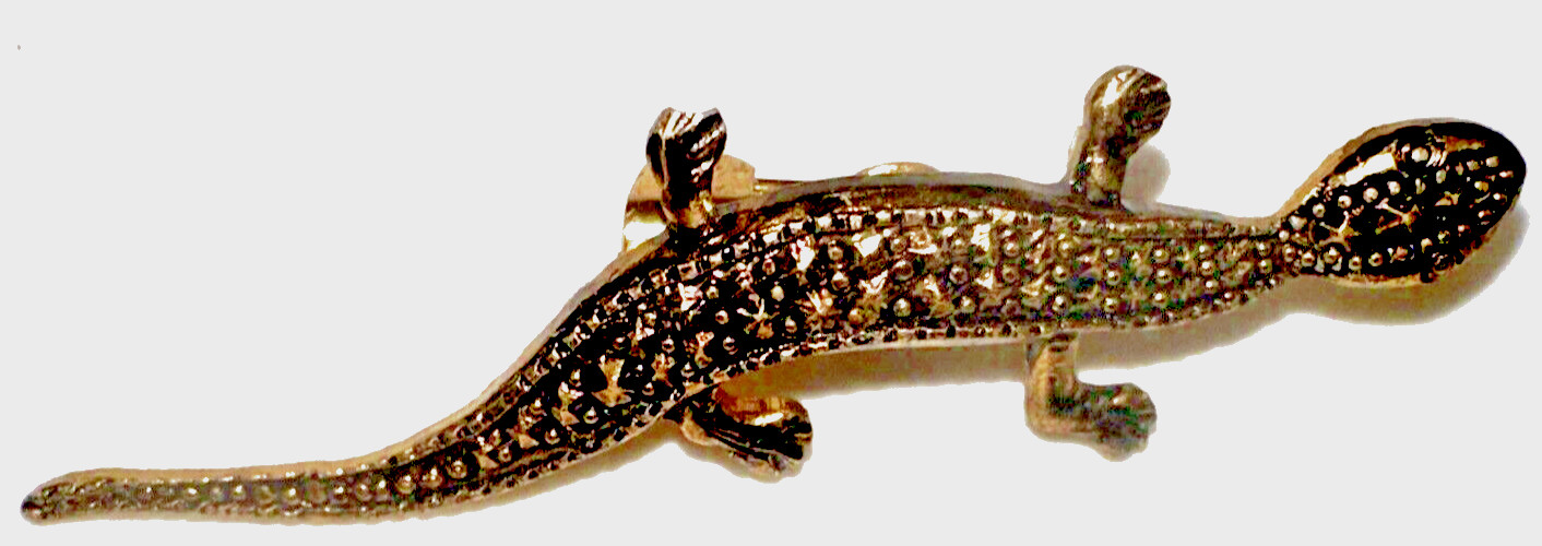 Vintage Small Bronze Color Lizard/Gecko Brooch, 2″ Long, preowned