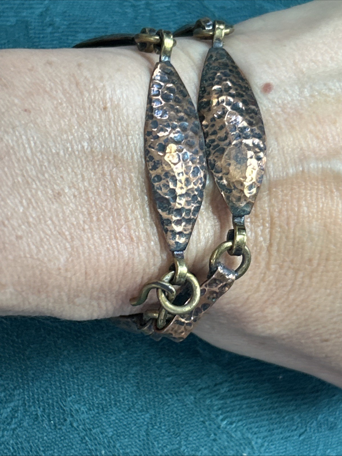 Vintage Maya Mexico Men Or Women’s Hammered Copper Bracelet 8.5”large Wrist 30 g