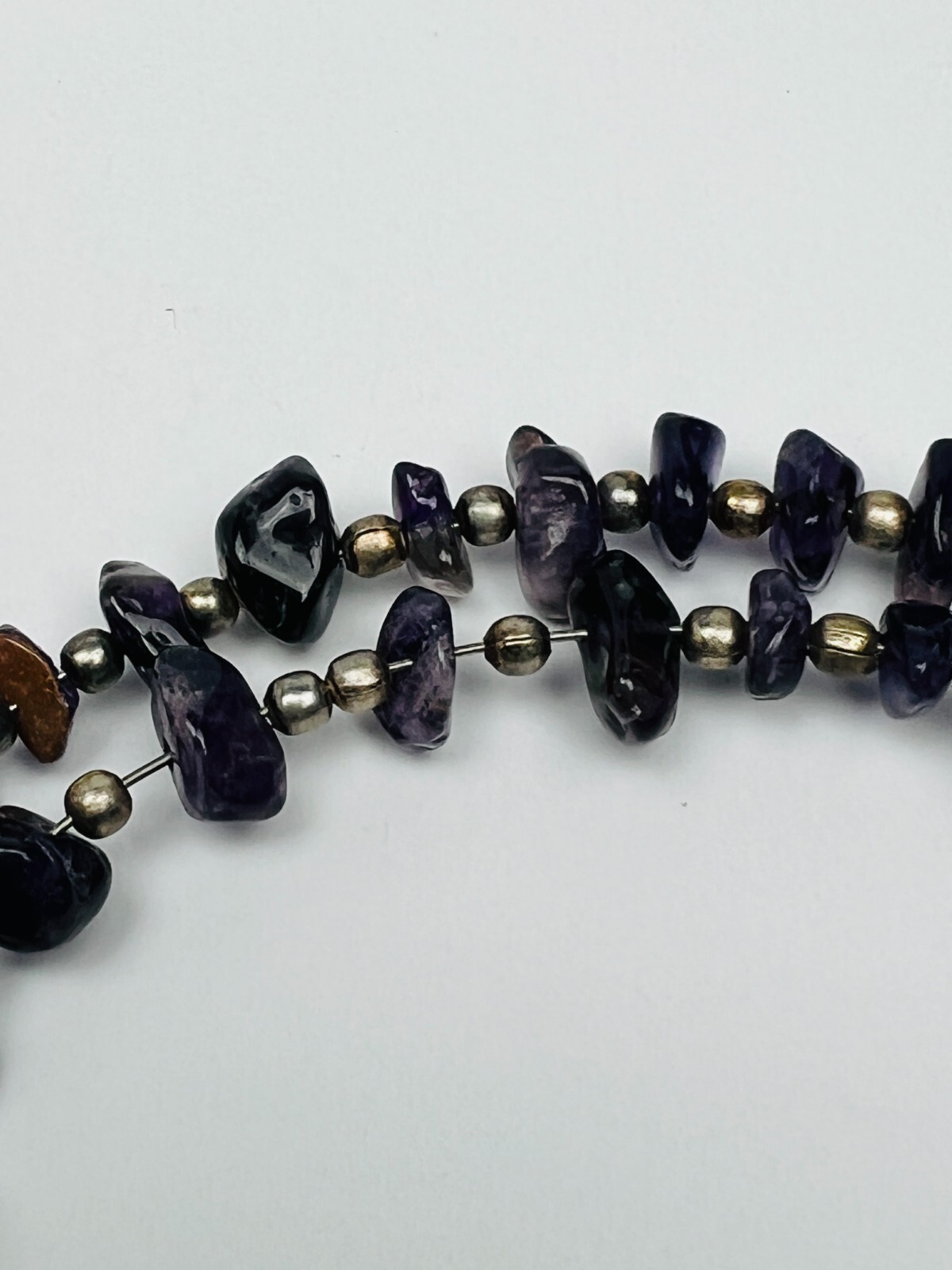 Vintage Amethyst Gemstone Beaded Wired Cluster Necklace Choker