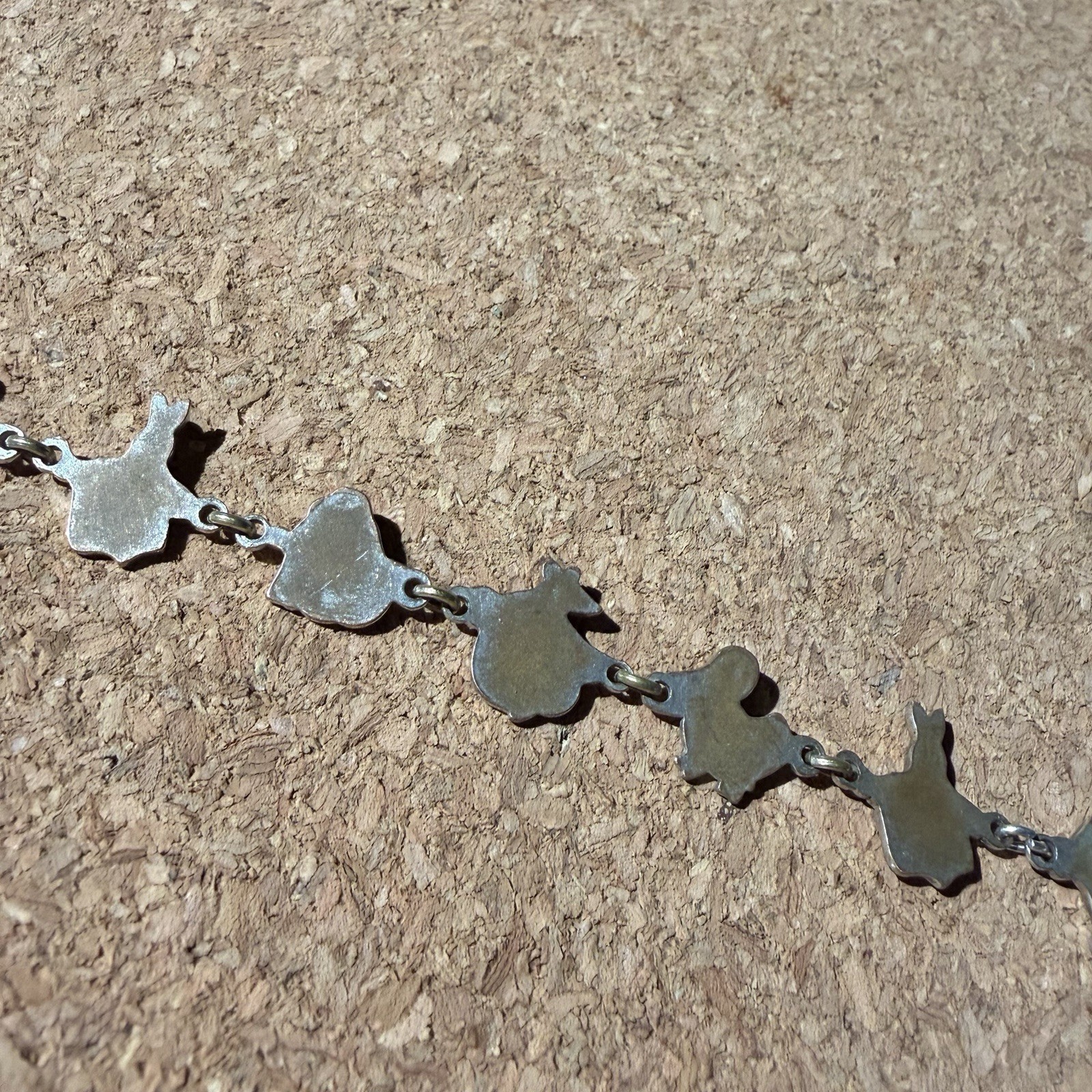 Vintage 1950s Sterling Silver Peter Rabbit Storybook Animal Link Bracelet