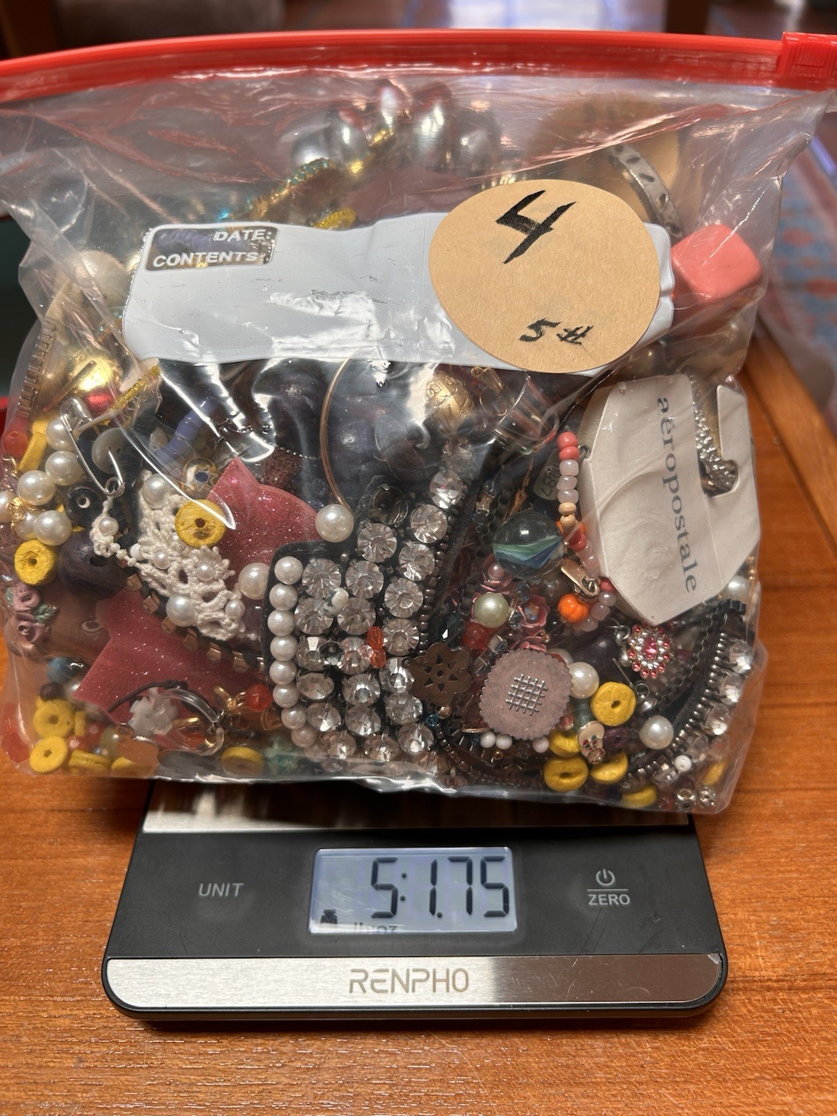 5Lb Vintage Junk/Craft, Curated: Min Acrylic, Zero Tangles. Usable Not Wearable