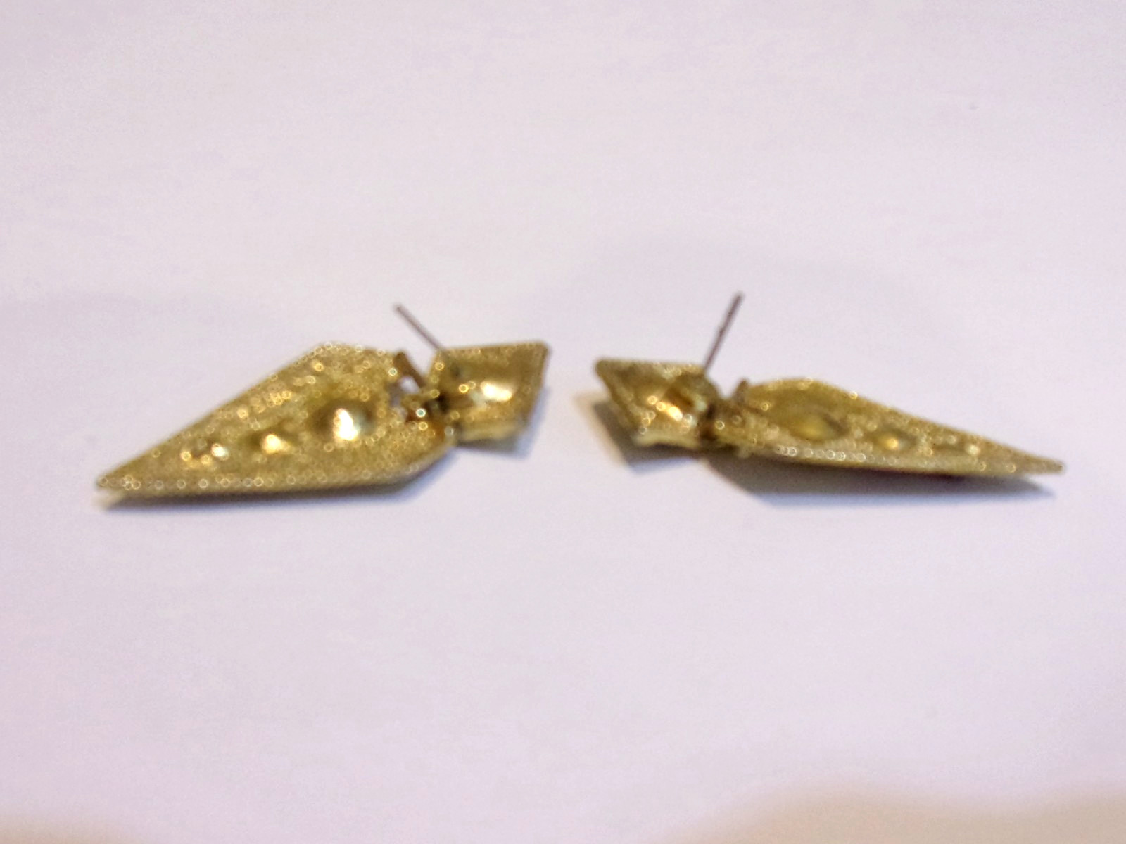 Egyptian Revival Acrylic Cabochons Genuine Crystals Gold Plated Pierced Earrings
