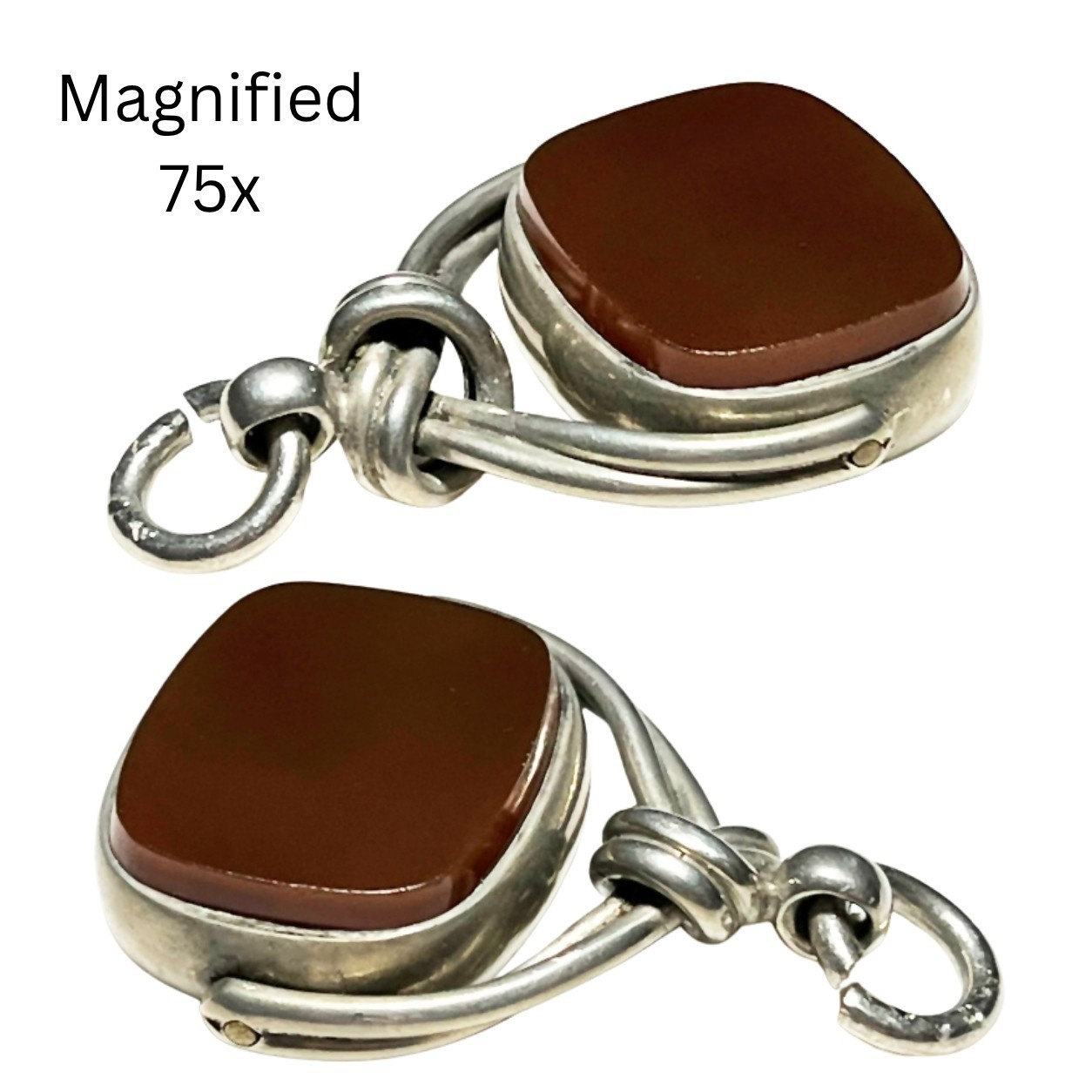 Antique 1899 Victorian Bloodstone + Carnelian Fob Pendant *Birmingham Silver*