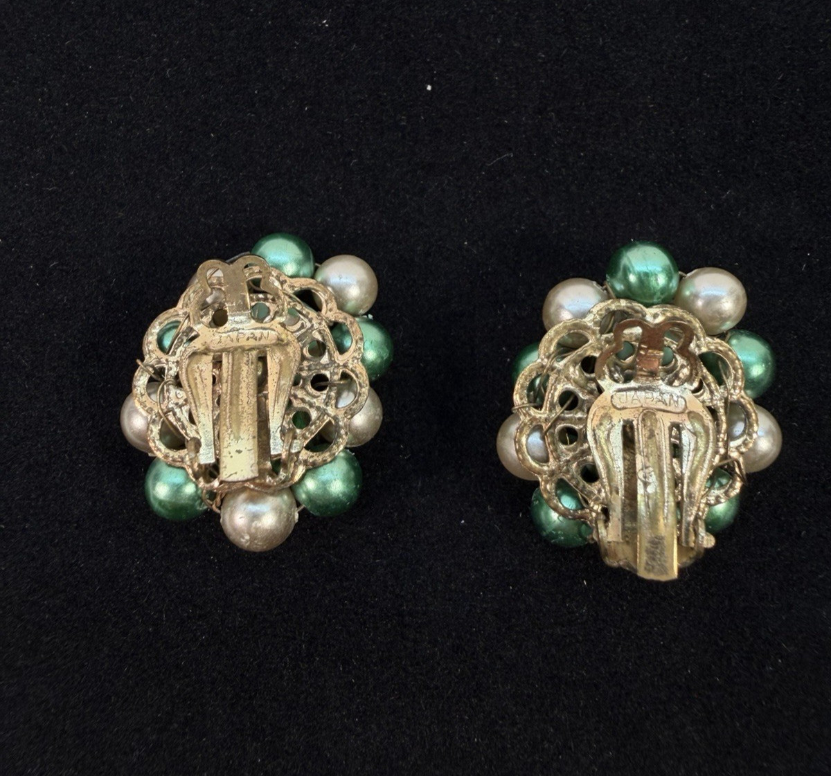 Bead Cluster Clip On Earrings Set of 3 Pairs Japan Hong Kong 1950s 1960s