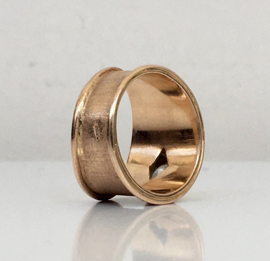 Vintage Original Soviet Solid Rose Gold Rock Crystal Ring 583 14K USSR Ring
