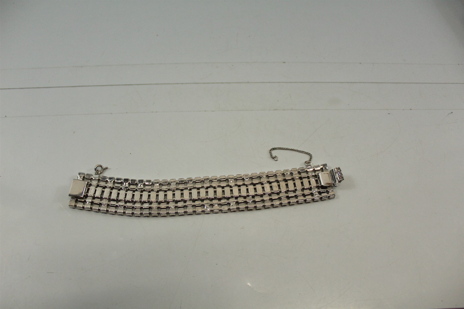 Vintage Tennis Bracelet Silver-tone Alloy With Clear Glass Stones
