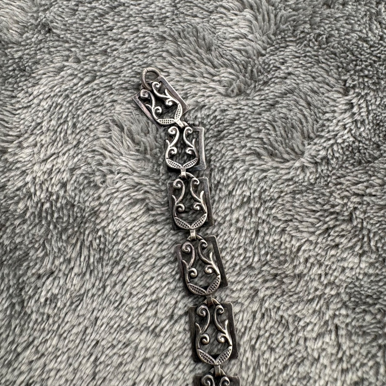 VTG DANECRAFT STERLING SILVER NECKLACE FANCY SCROLL DESIGN HARP CHOKER 16″