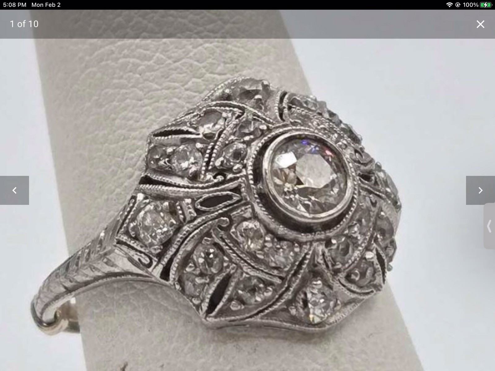 Vintage PLATINUM DIAMOND FANCY OPEN WORK RING—this is the one!
