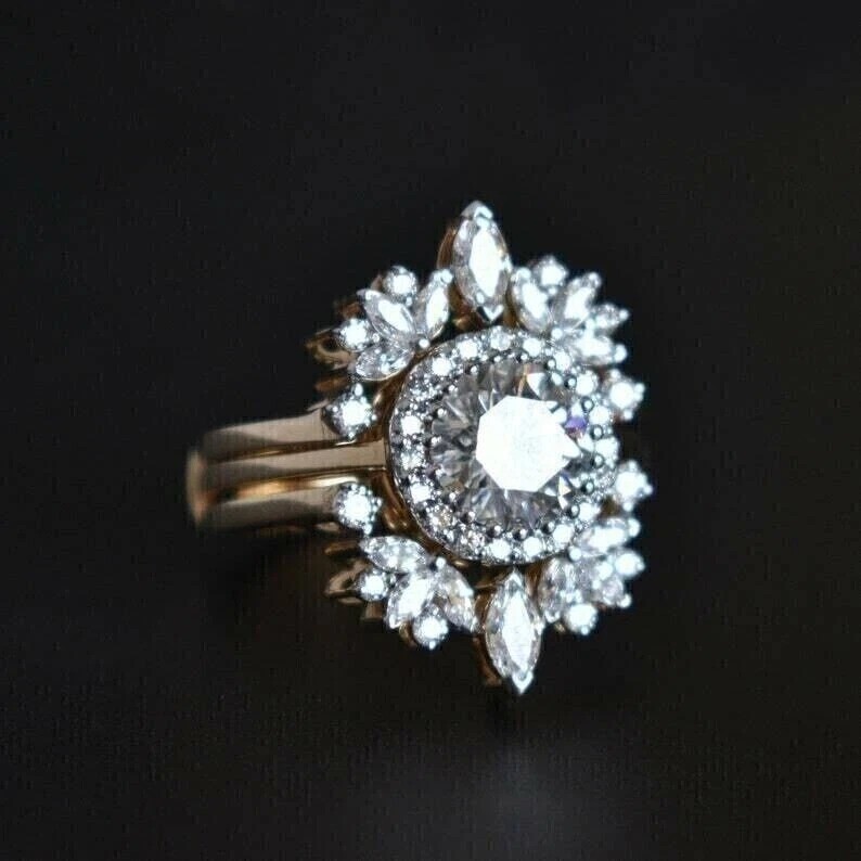 2.85Ct VVS1 Round Cut Lab-Created Diamond Anniversary 14K Yellow Gold FN Ring