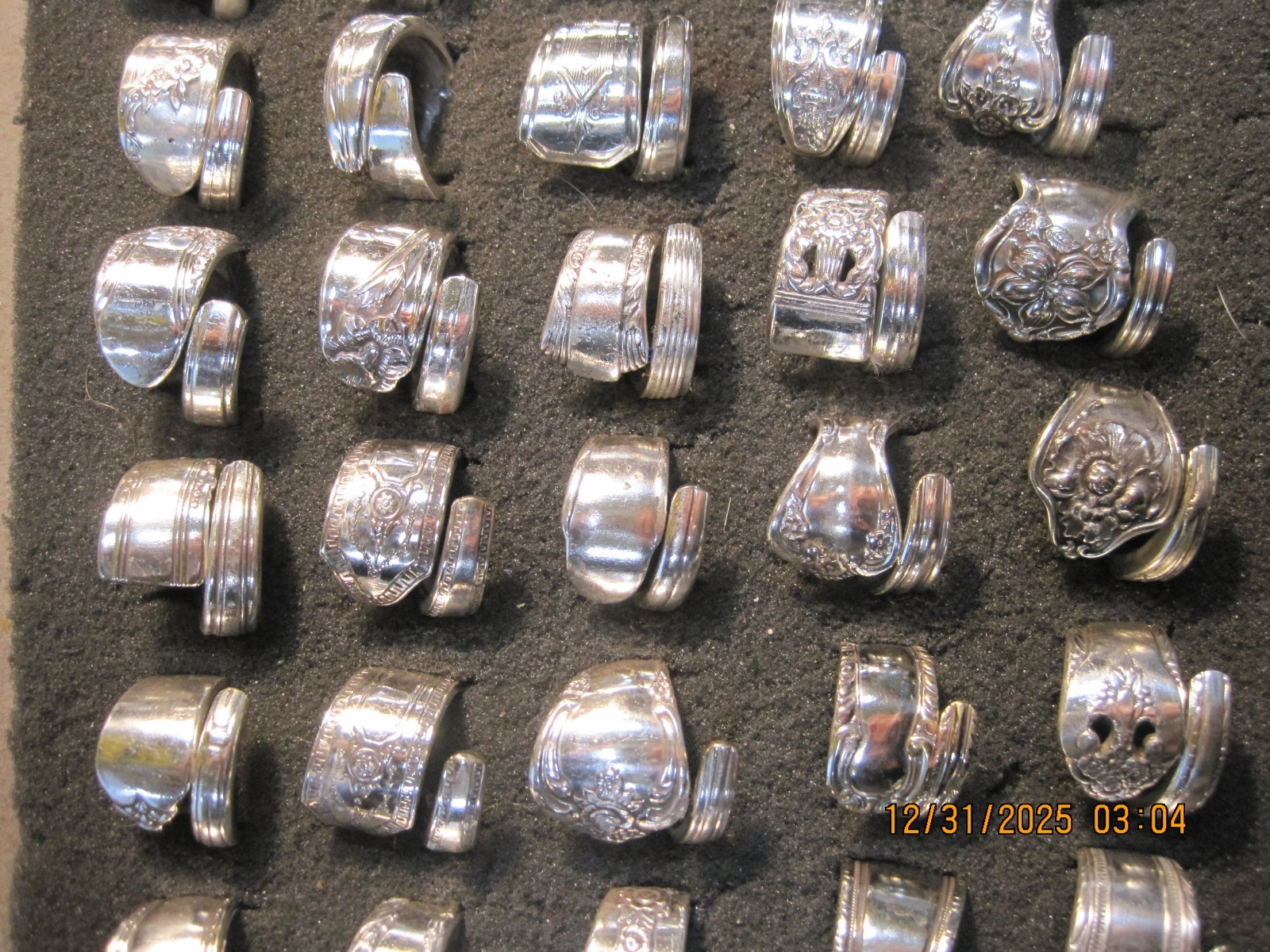 50 Vintage Handmade silverplate Spoon Rings mixed sizes