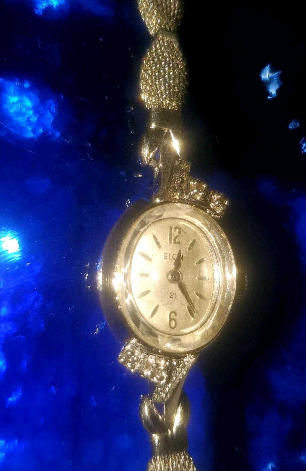 Vintage Elgin 10k Bezel Diamonds Speidel 10k Band 21 Gem Working