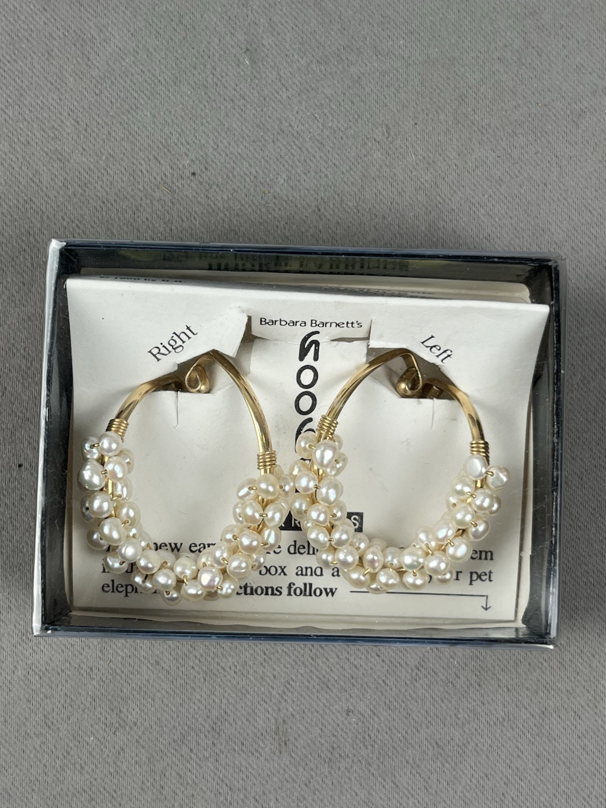 Vintage Barbara Barnett HOOKER Fresh Water Pearls Gold Filled Earrings Cuff