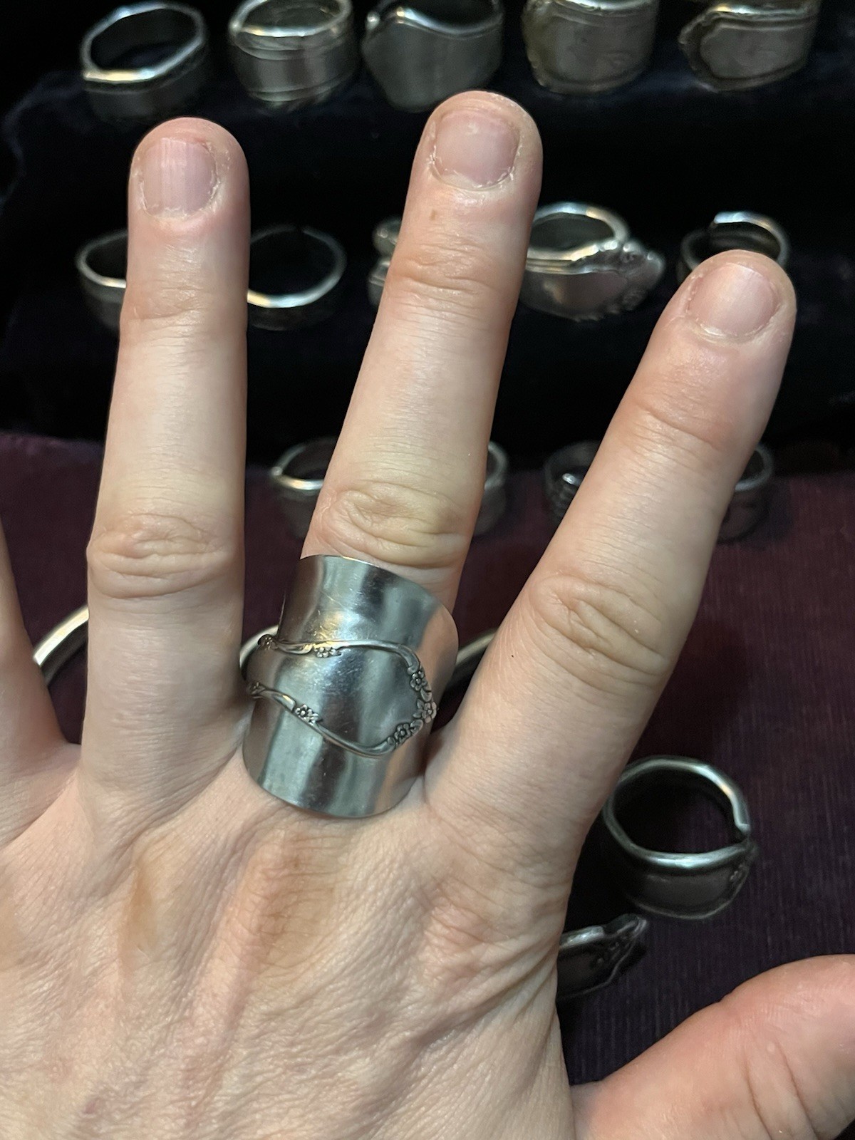 Spoon Ring & Bracelet Lot Of 24-Silver Plated & Stainless Steel Antique Deco