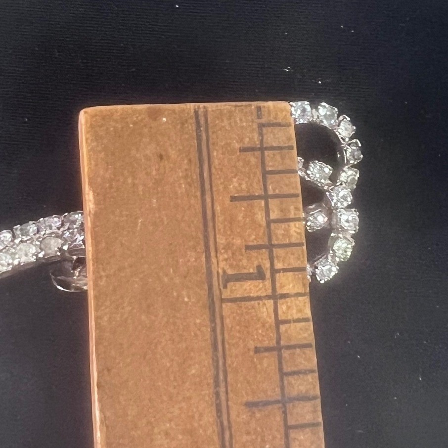 Vintage MUSI Clear Rhinestone Scroll Shoe Clips Silver Tone Pair Mid Century