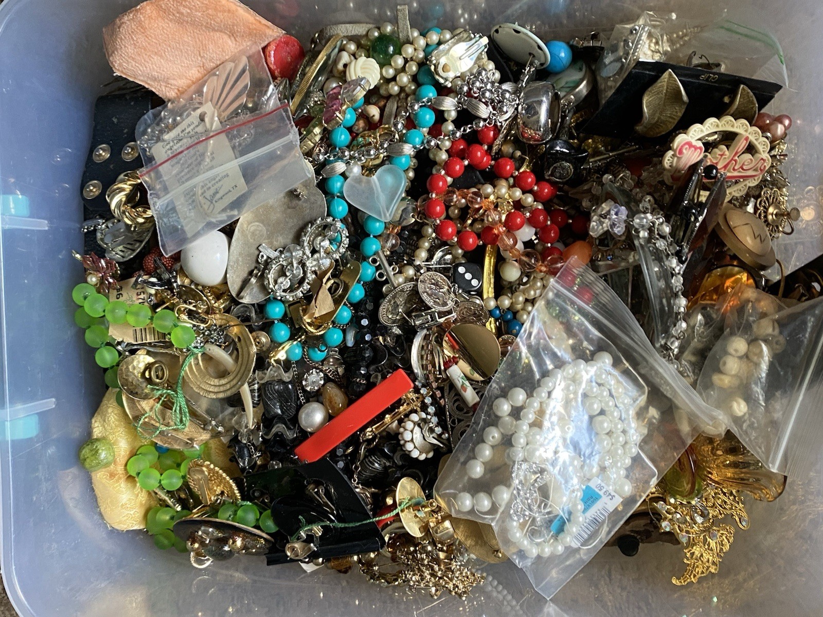 Vintage Junk Jewelry Lot 11+ Lbs Rhinestones Beads Necklaces Earrings