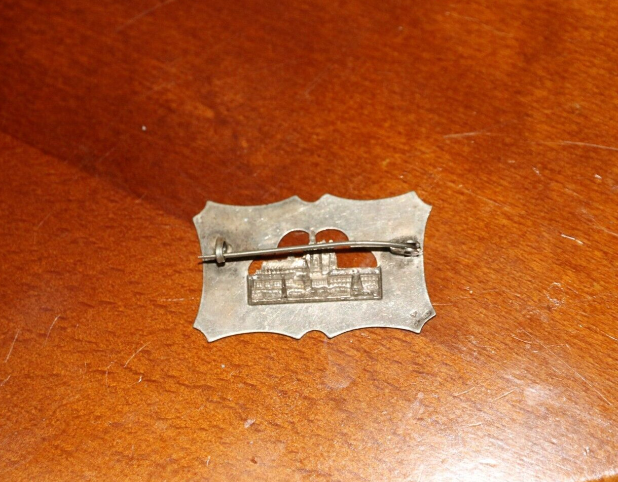Art Deco SILVER ENGRAVED Rectangle BROOCH – PRAGUE CASTLE