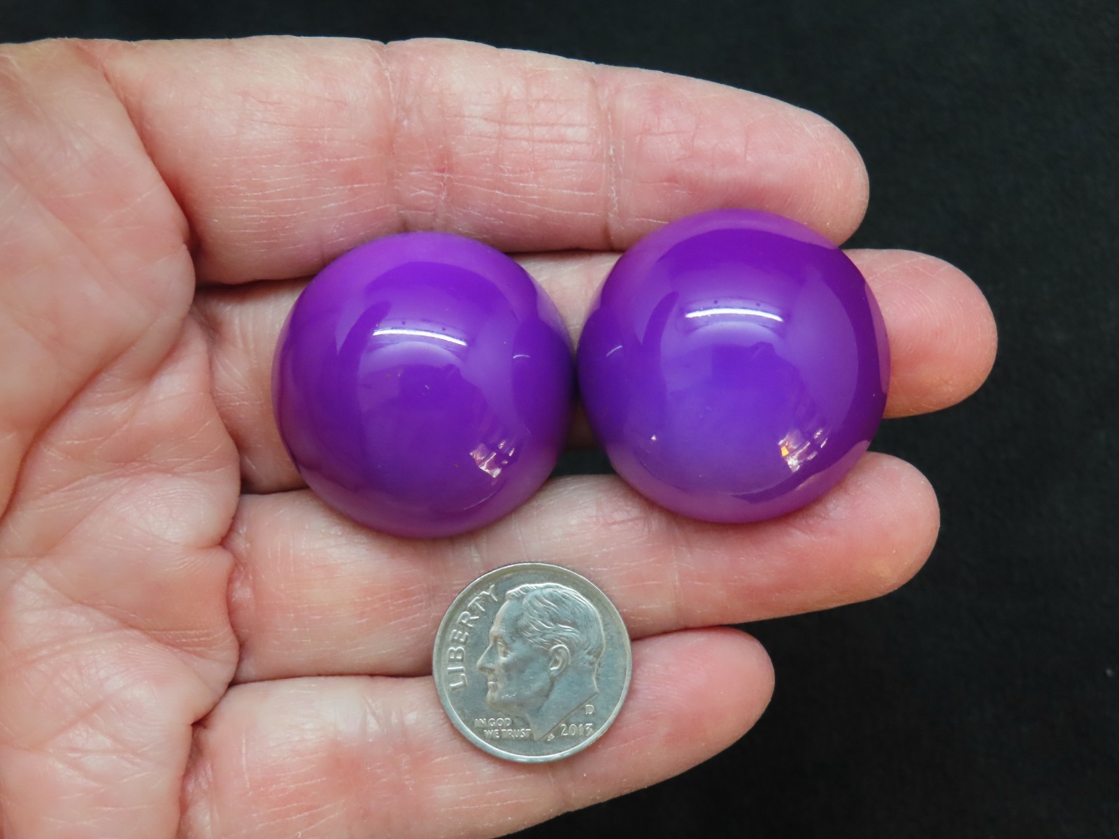Vintage 1980’s Purple Metal Domed Clip Earrings