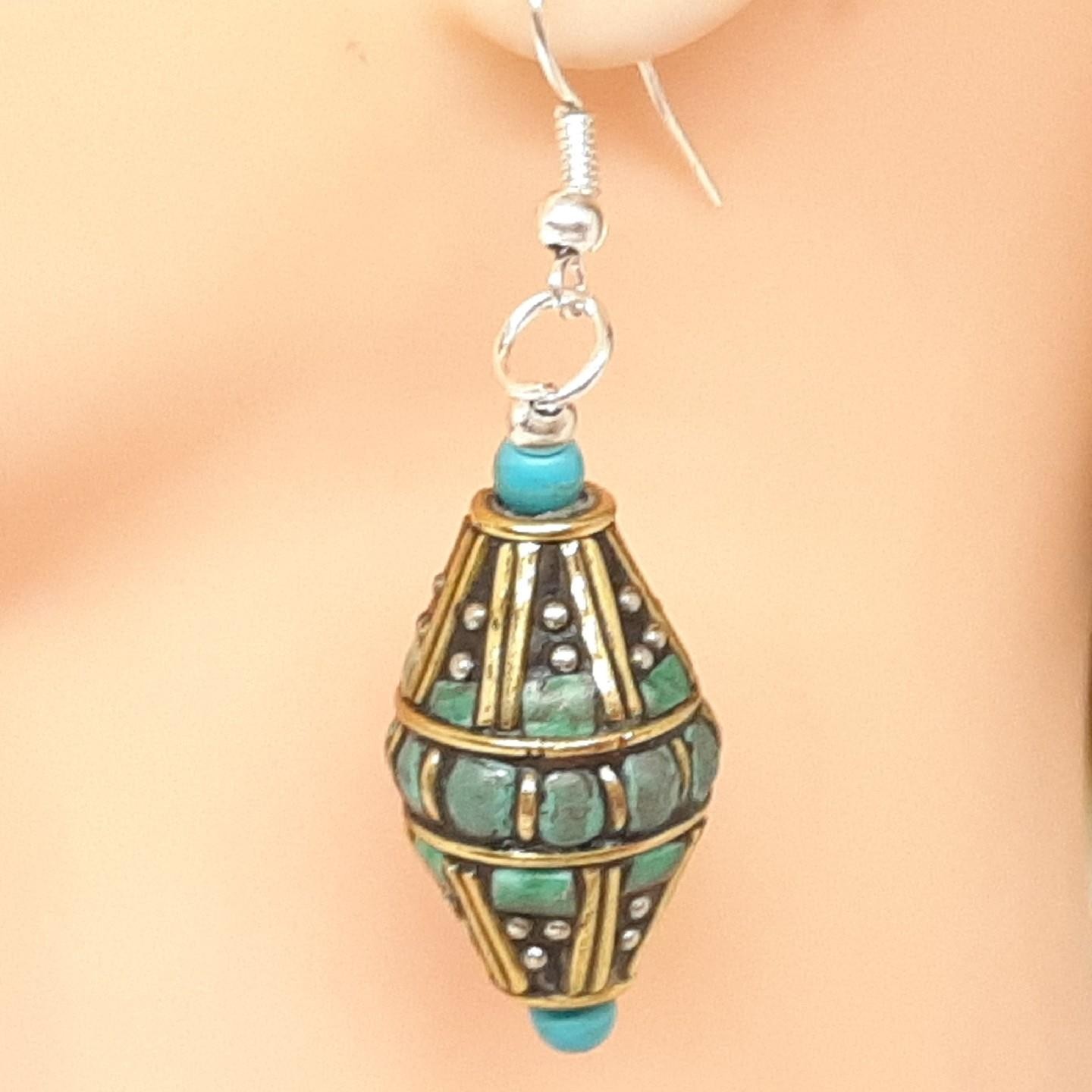 Vintage 3.40ctw Turquoise Silver Dangle Earrings 17.2g