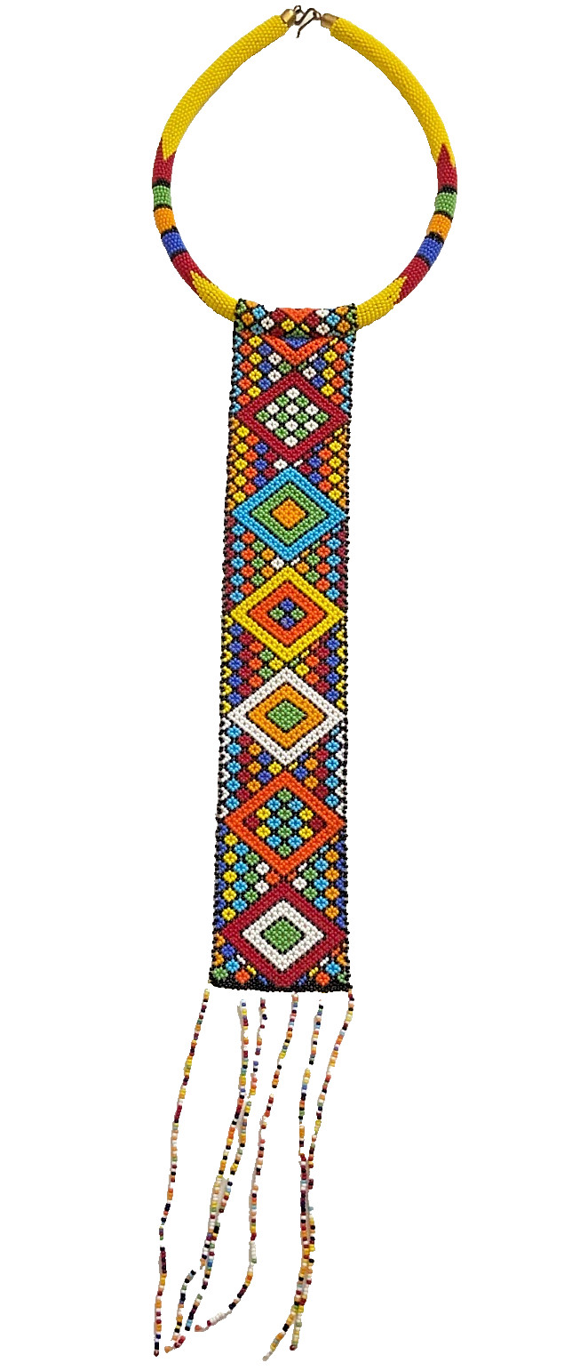 African Zulu Handmade Color Colorful Bead Ethnic Tribal Bib Collar Necklace