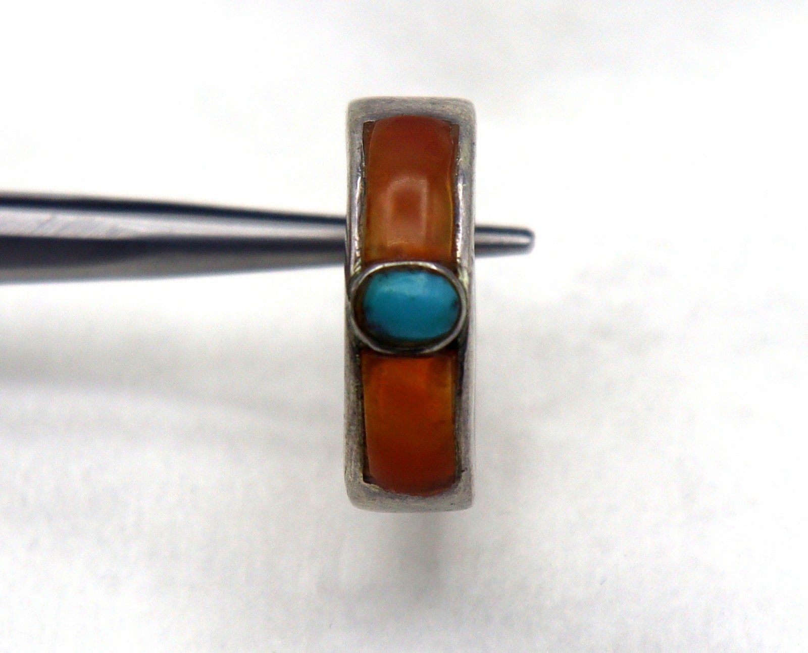 6.610 Grams 925 Sterling Silver Ring Natural Turquoise & Agate Gem US SZ 9.25
