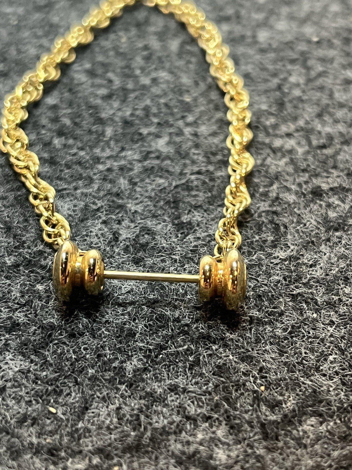 Vintage Gold Tone Necklace Toggle Bar Clasp Chunky Chain Statement