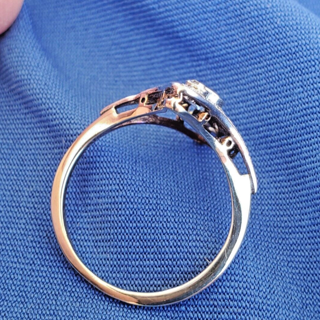 Original EARTH MINED SAPPHIRE DIAMOND Engagement Ring Antique Deco 14K GOLD S 5