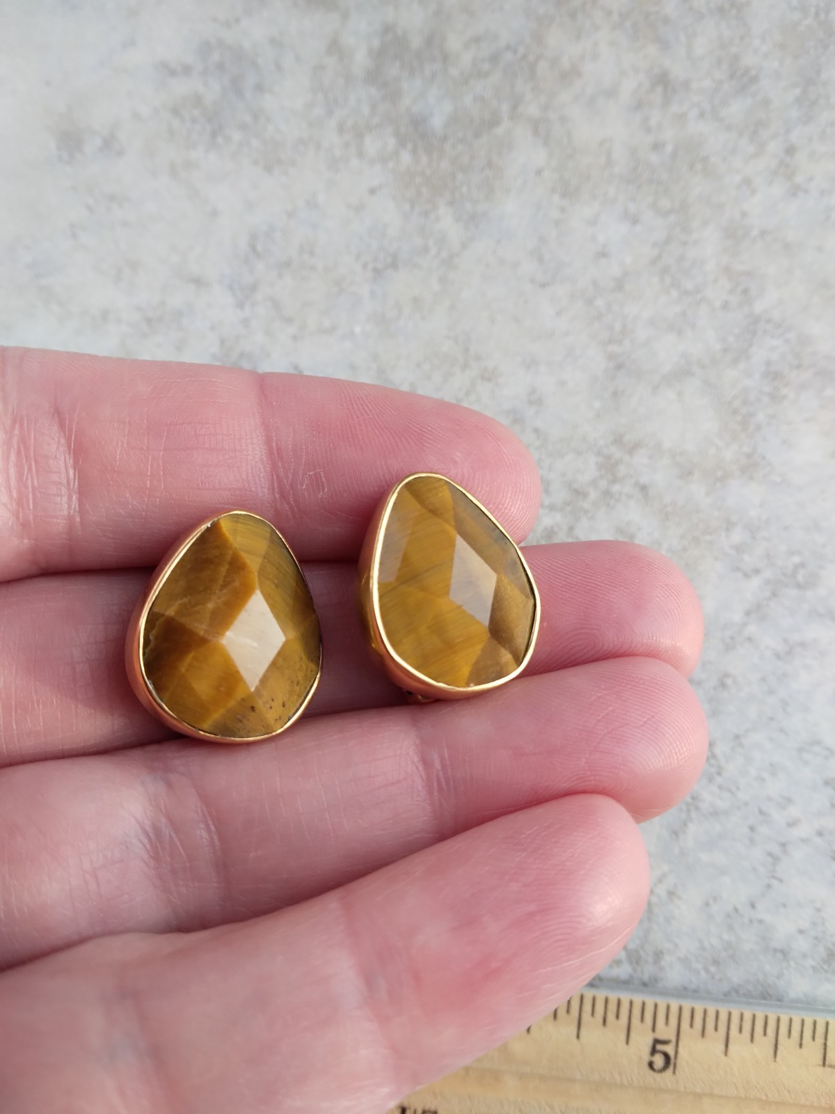 Vintage Faceted Tigers Eye Clip on earrings 14K Gold Filled Gift For Her Mom Gi