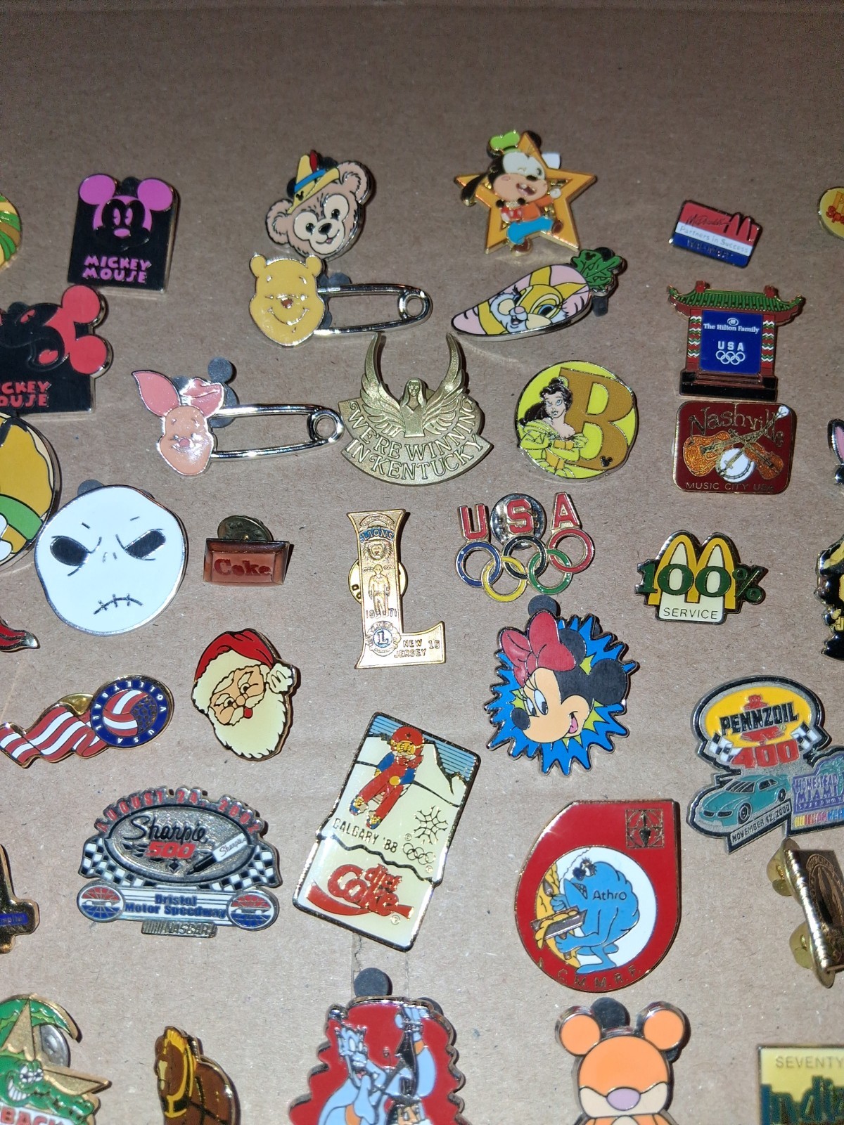 Huge Lot 100 Vintage Pins McDonald’s Racing Faux Disney And More