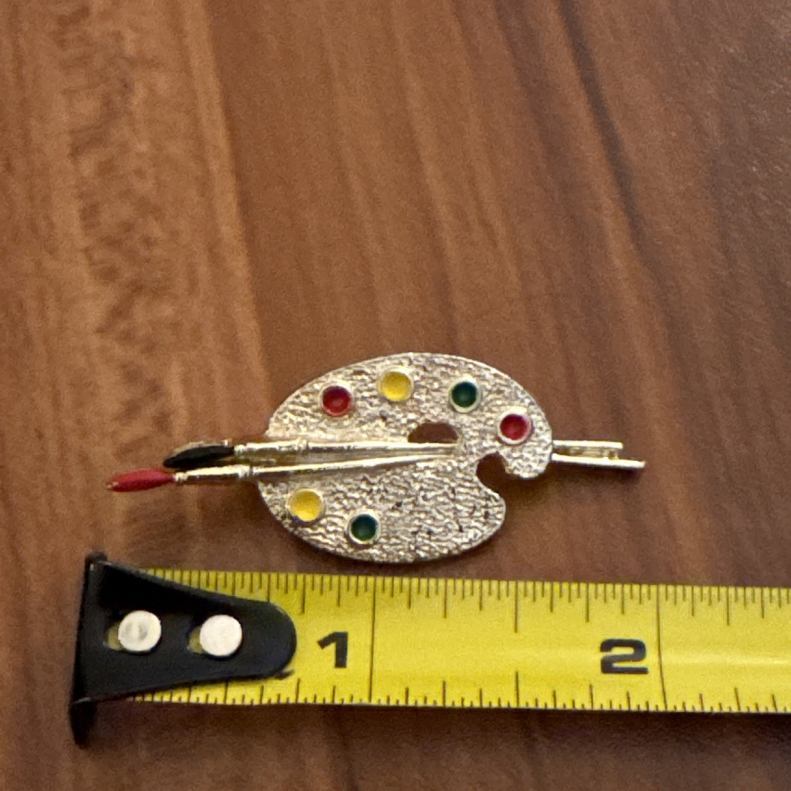 Gerry’s Signed Artist Palette And Brushes Brooch Silver Toned Colorful Painter