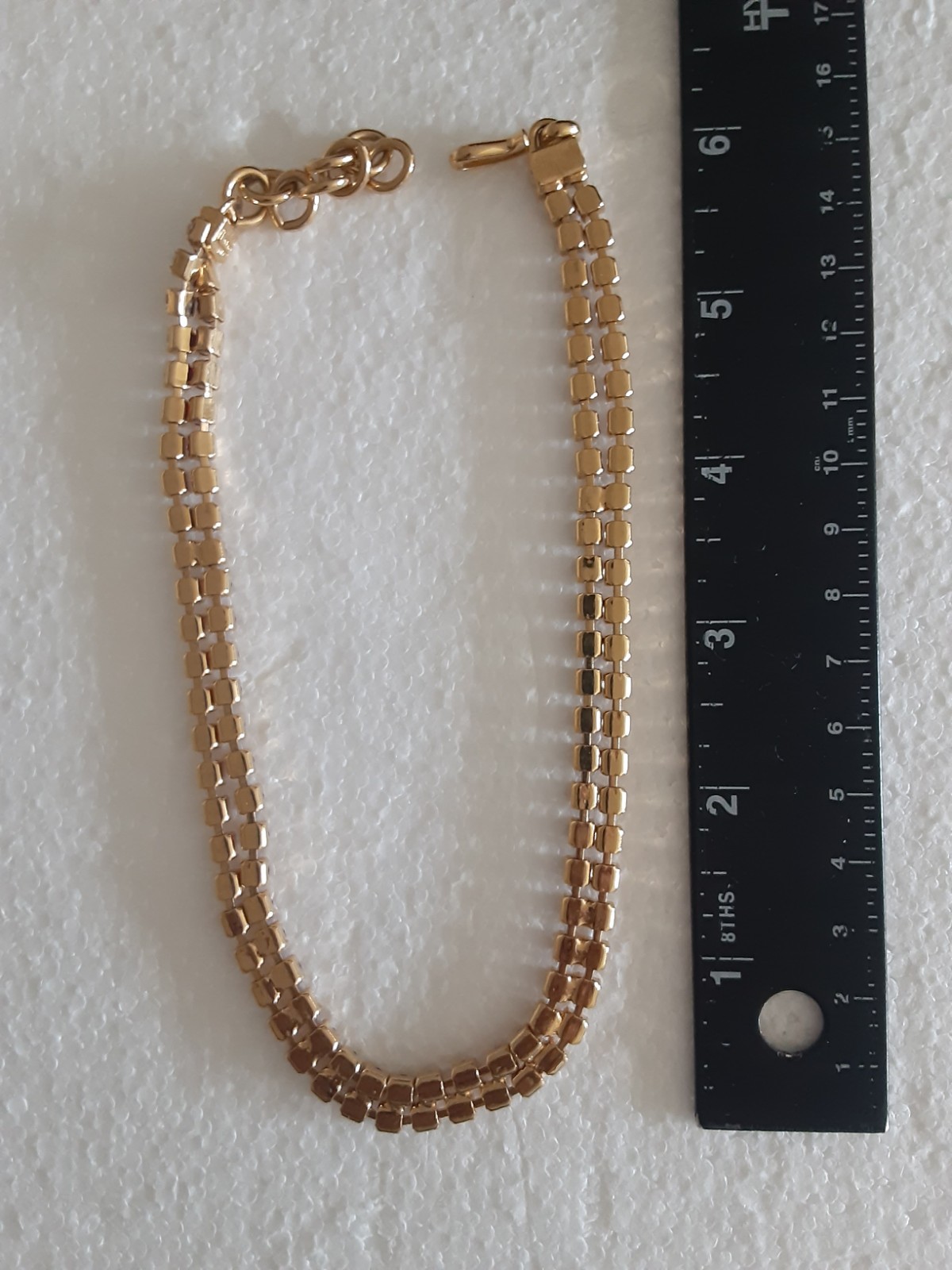 Vintage Monet Red & Clear Crystals Goldtone Chain Necklace