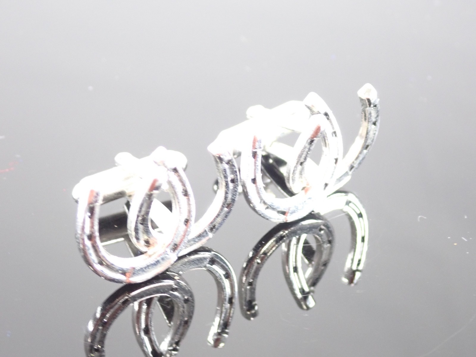 Vintage Anson Horseshoe Cufflinks PAT. Pending Silver Tone Western Lucky Charm