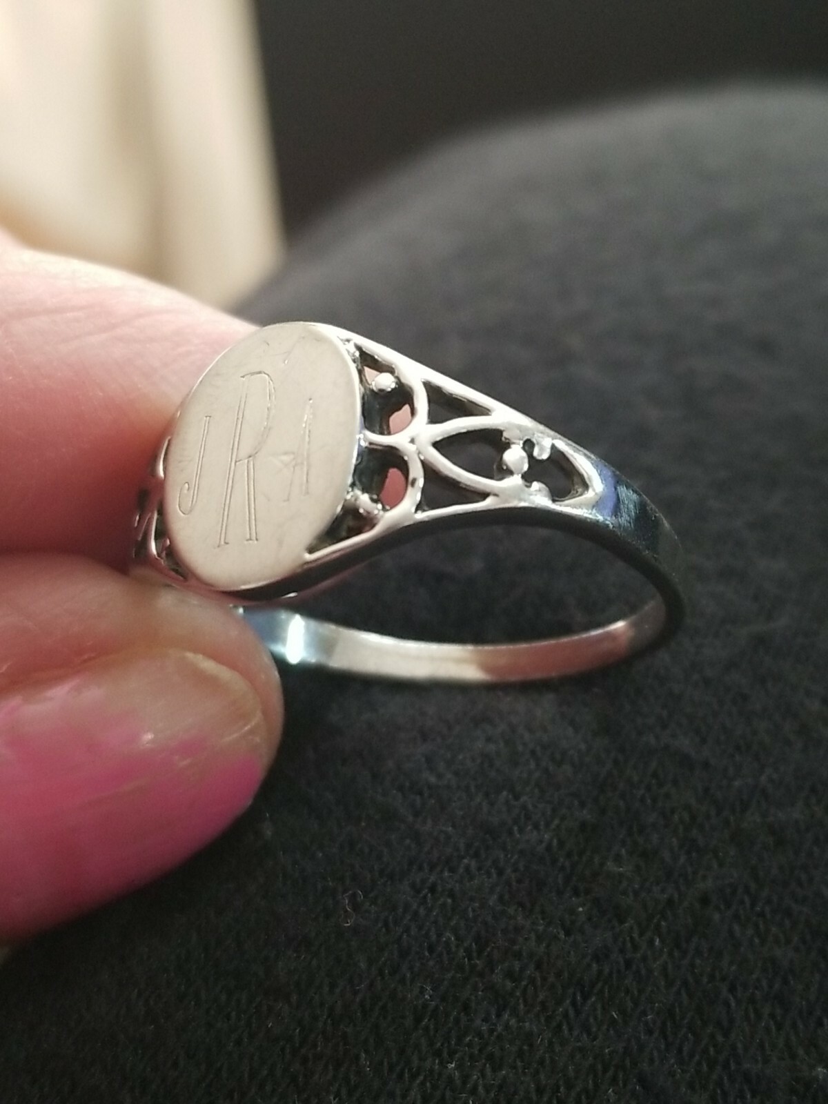 LIND 925 STERLING SILVER MONOGRAM ENGRAVED INITIALS JRA RING Size 11.5