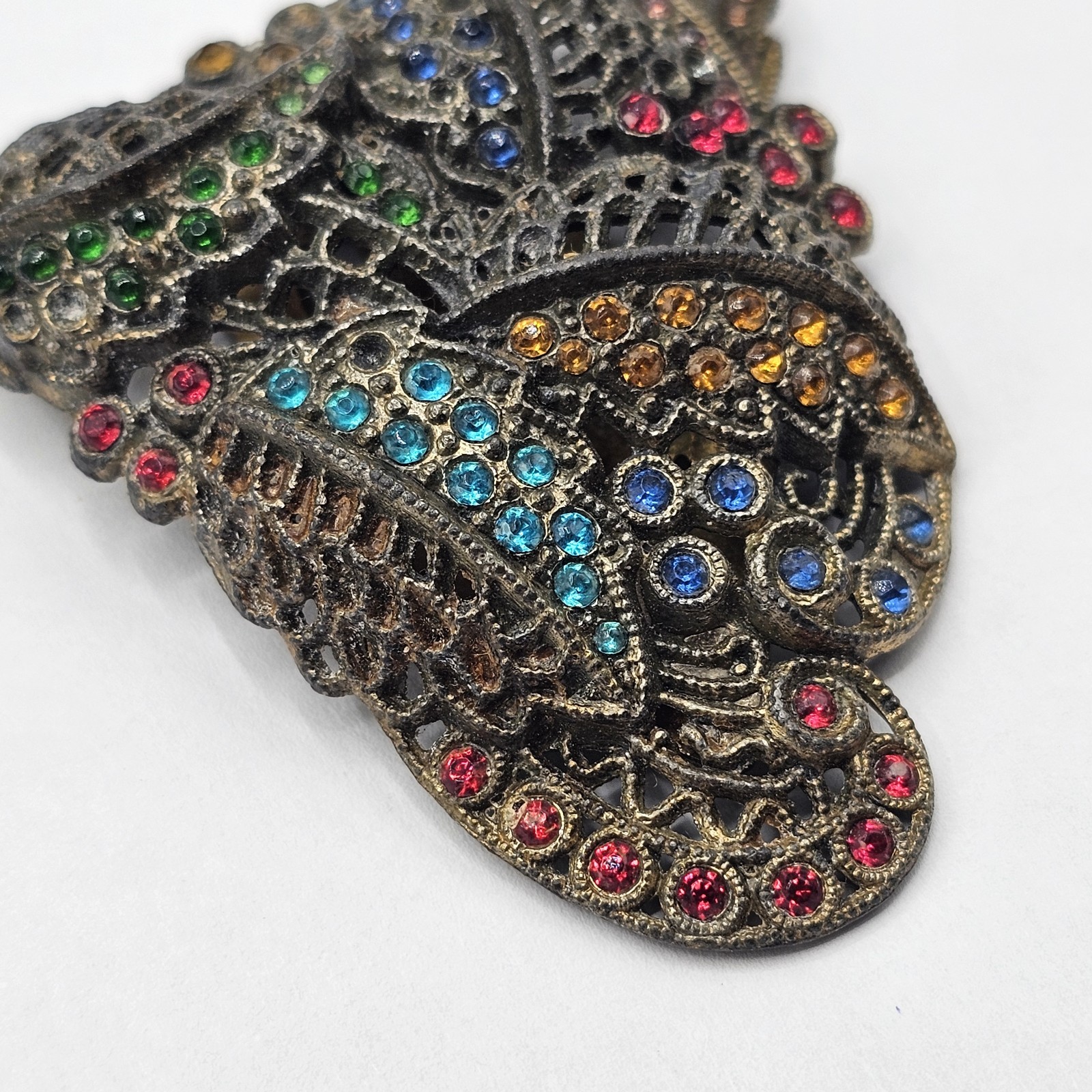 Beautiful Vintage Little Nemo Art Deco Rhinestone Leaf Dress Clip