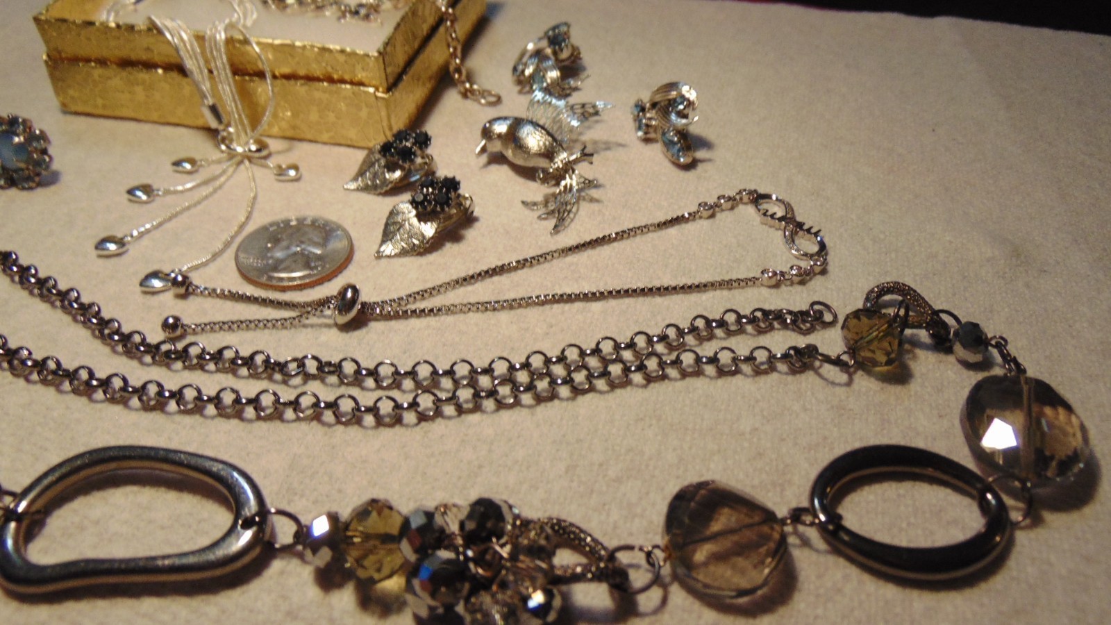 Vintage, Junk Drawer, Costume Jewelry Lot, All Wearable, No Missing Stones