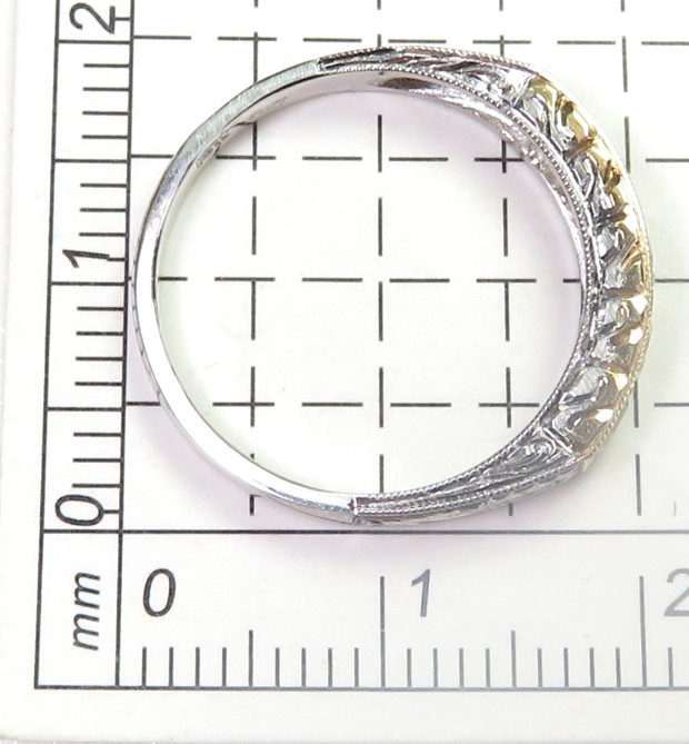 Antique Fancy Light Yellow Plat 18KY Cushion Diamond Wedding Band Size 6 EGL USA