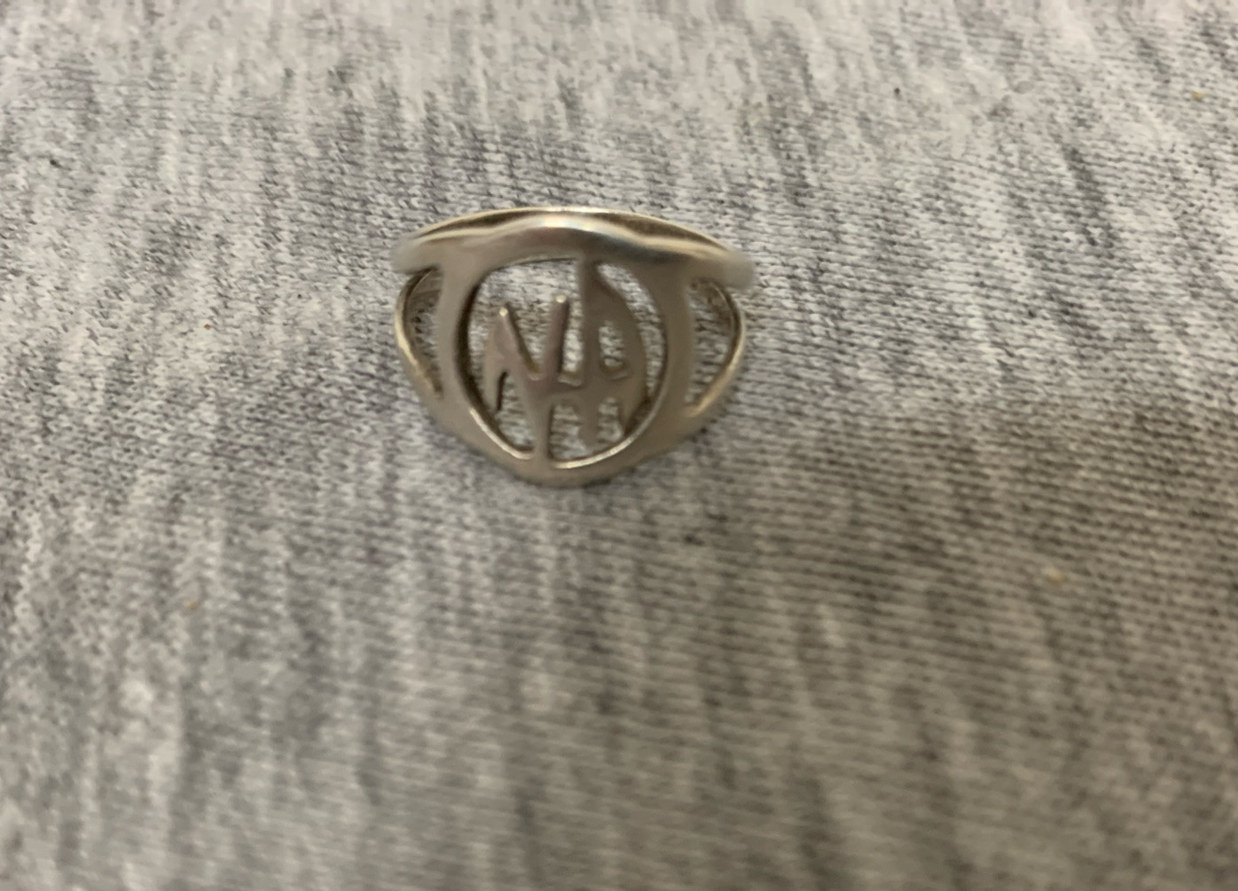 Vintage Sterling Initials N-A Letters Band Ring 3.5 Size